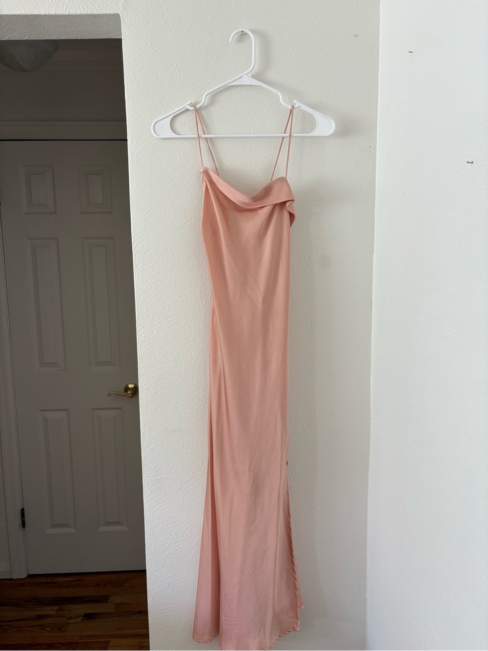 Astr Blush Satin Slip Maxi Dress